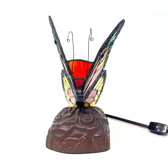 Tiffany Style Butterfly Table Lamp Stained Glass Night Light Boho Cottage Decor - Picture 3 of 16
